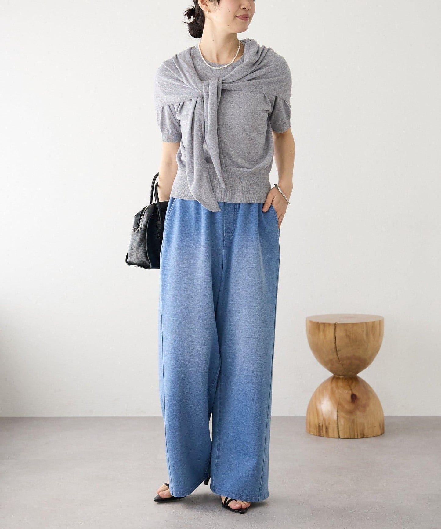 A・MONN(アモン) HALF SLEEVE KNIT 針織上衣