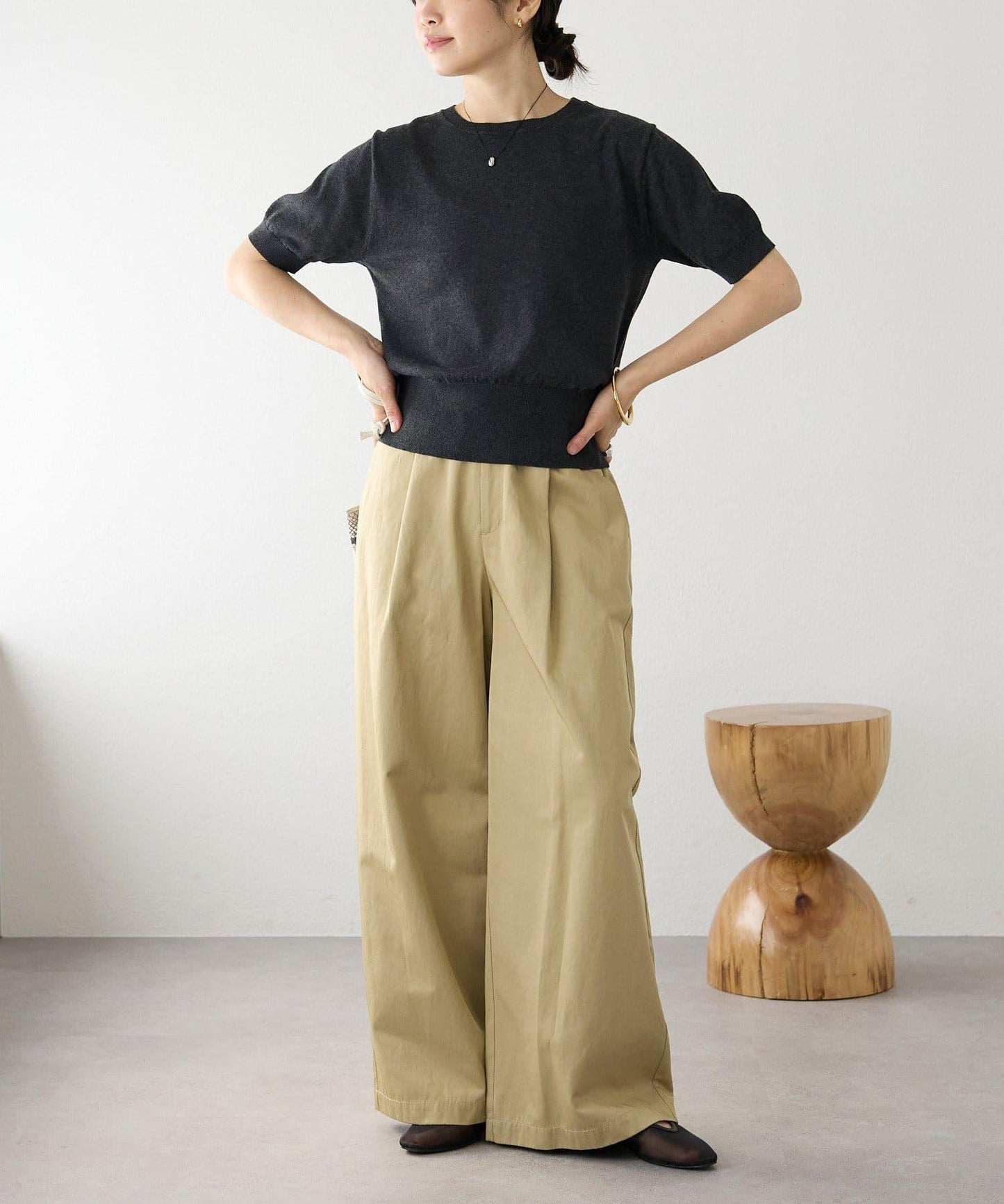 A・MONN(アモン) HALF SLEEVE KNIT 針織上衣