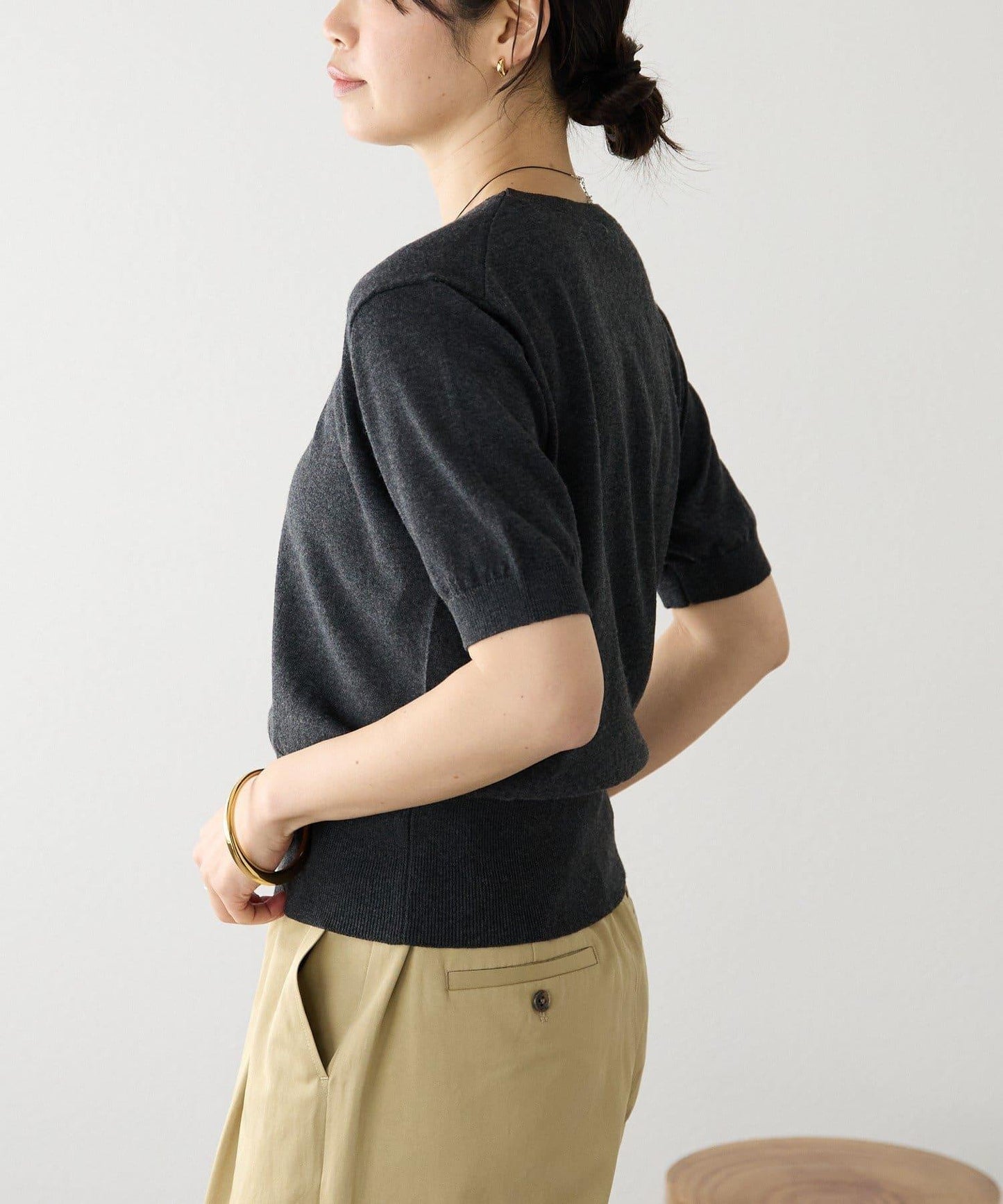 A・MONN(アモン) HALF SLEEVE KNIT 針織上衣
