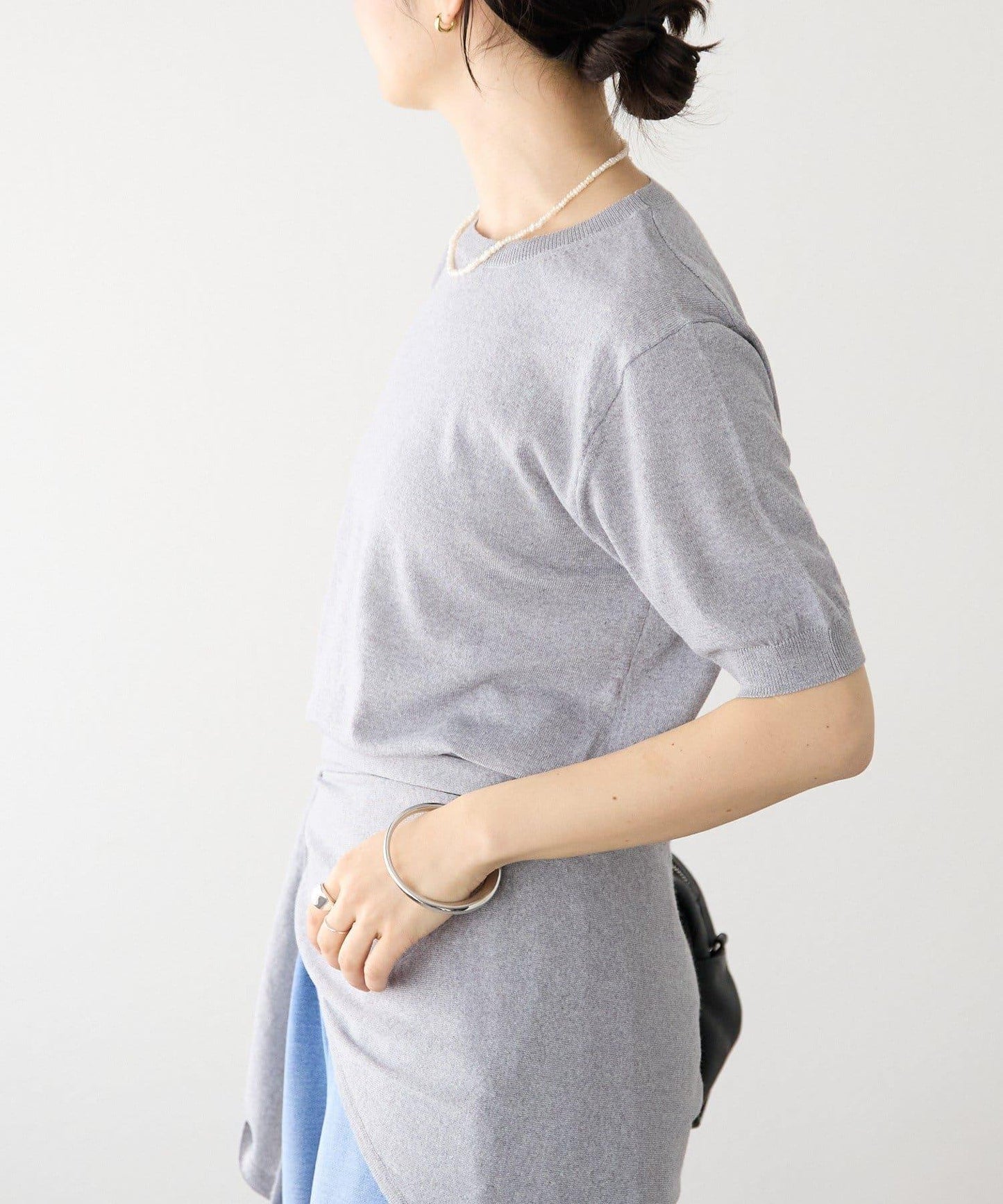 A・MONN(アモン) HALF SLEEVE KNIT 針織上衣