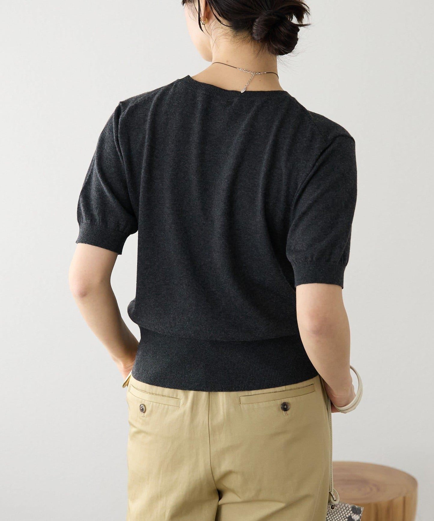 A・MONN(アモン) HALF SLEEVE KNIT 針織上衣