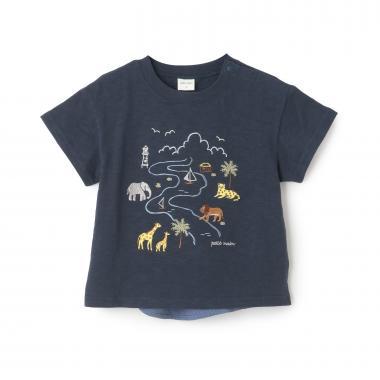 野生動物刺繡短袖T恤