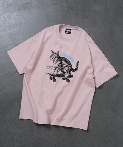 THRASHER×FREAK'S STORE 聯名款 寬鬆廓形 CAT動物印花 圓領 T恤
