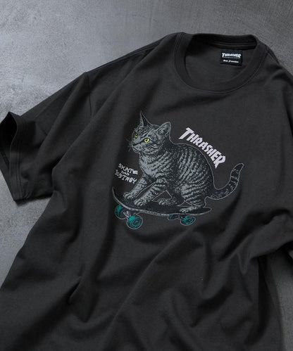 THRASHER×FREAK'S STORE 聯名款 寬鬆廓形 CAT動物印花 圓領 T恤