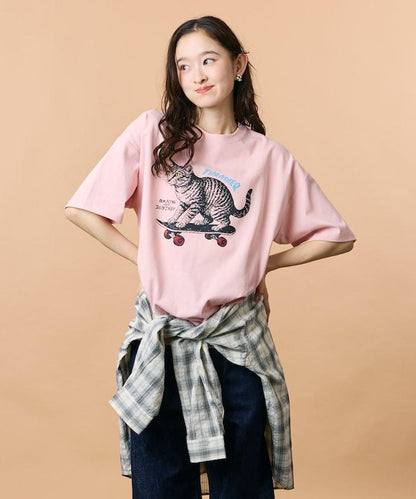 THRASHER×FREAK'S STORE 聯名款 寬鬆廓形 CAT動物印花 圓領 T恤