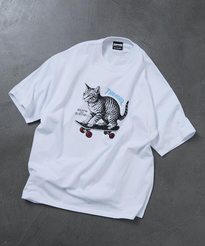 THRASHER×FREAK'S STORE 聯名款 寬鬆廓形 CAT動物印花 圓領 T恤