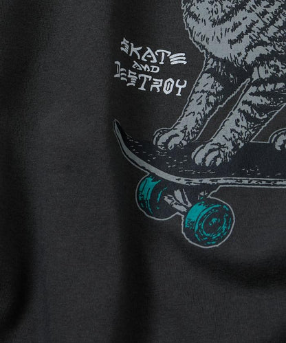 THRASHER×FREAK'S STORE 聯名款 寬鬆廓形 CAT動物印花 圓領 T恤