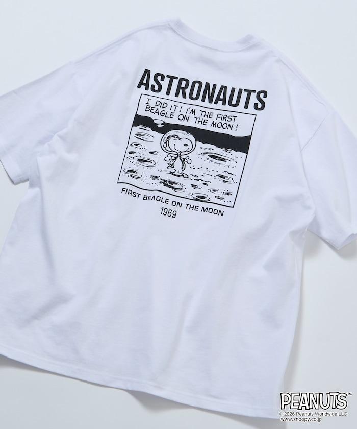 PEANUTS/ピーナッツ 別注 ビッグシルエット バックプリント クルーネックTシャツ/ASTRONAUTS 【限定展開】