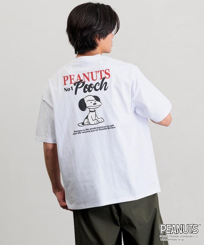 《PEANUTS》/《PEANUTS》（花生漫畫） POOCH T恤 大廓形 背部印花 圓領