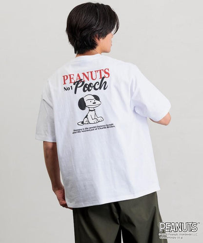《PEANUTS》/《PEANUTS》（花生漫畫） POOCH T恤 大廓形 背部印花 圓領