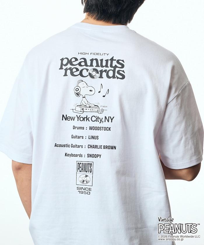 PEANUTS（花生漫畫） Records 背部印花寬鬆圓領T恤