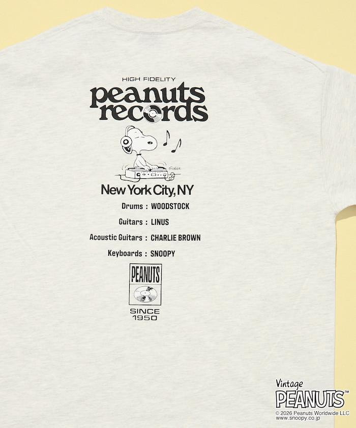 PEANUTS（花生漫畫） Records 背部印花寬鬆圓領T恤