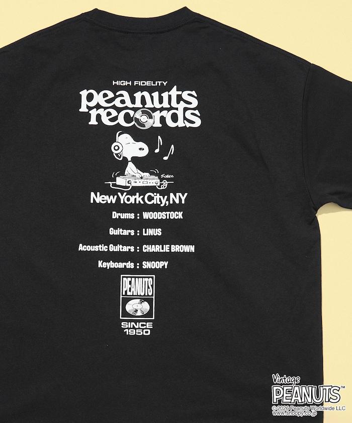 PEANUTS（花生漫畫） Records 背部印花寬鬆圓領T恤