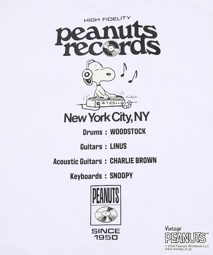 PEANUTS（花生漫畫） Records 背部印花寬鬆圓領T恤