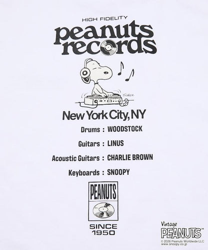 PEANUTS（花生漫畫） Records 背部印花寬鬆圓領T恤