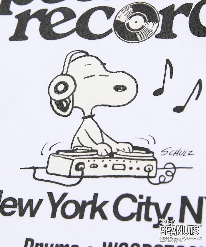 PEANUTS（花生漫畫） Records 背部印花寬鬆圓領T恤