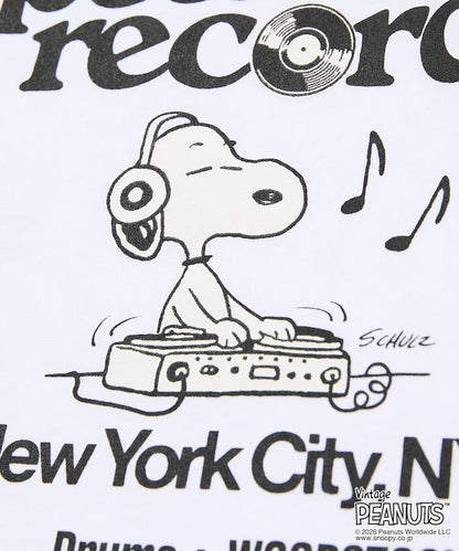 PEANUTS（花生漫畫） Records 背部印花寬鬆圓領T恤