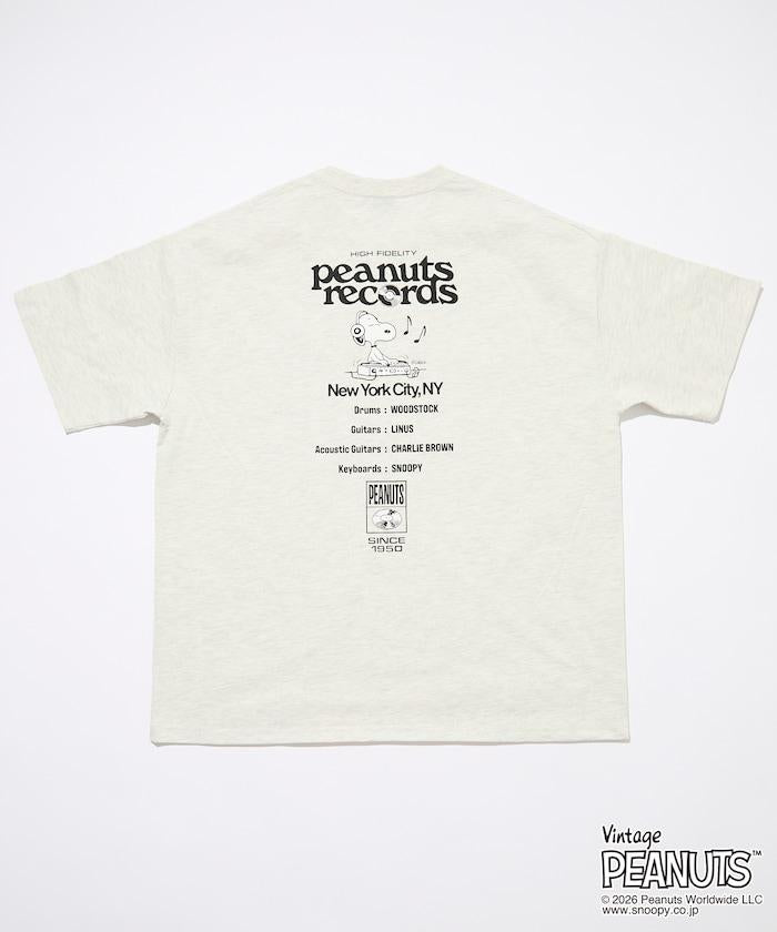 PEANUTS（花生漫畫） Records 背部印花寬鬆圓領T恤