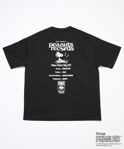 PEANUTS（花生漫畫） Records 背部印花寬鬆圓領T恤