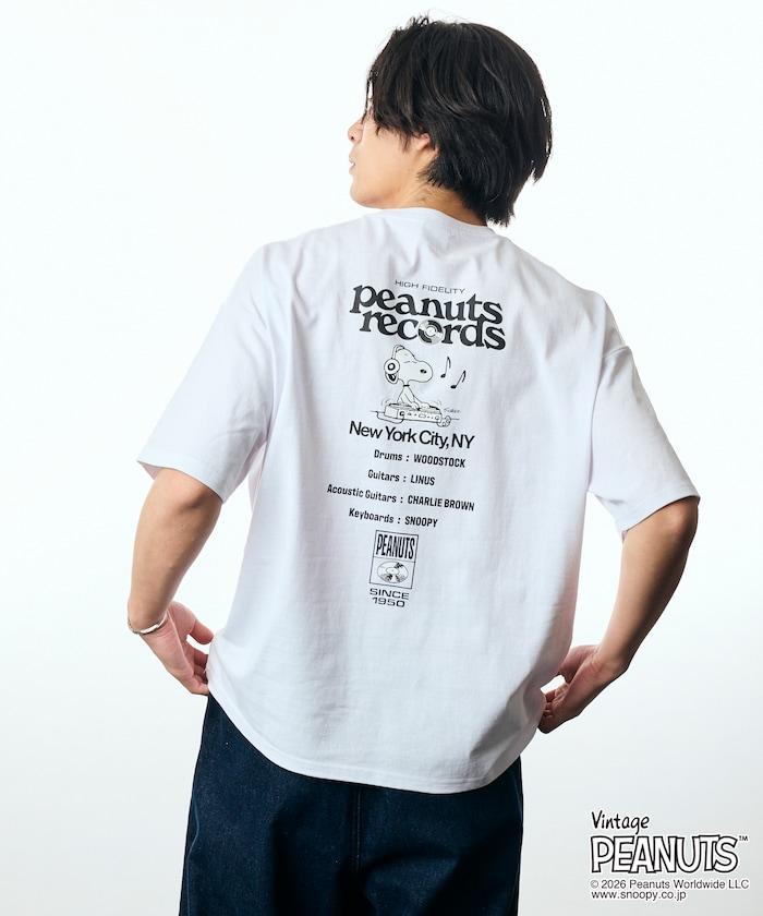 PEANUTS（花生漫畫） Records 背部印花寬鬆圓領T恤