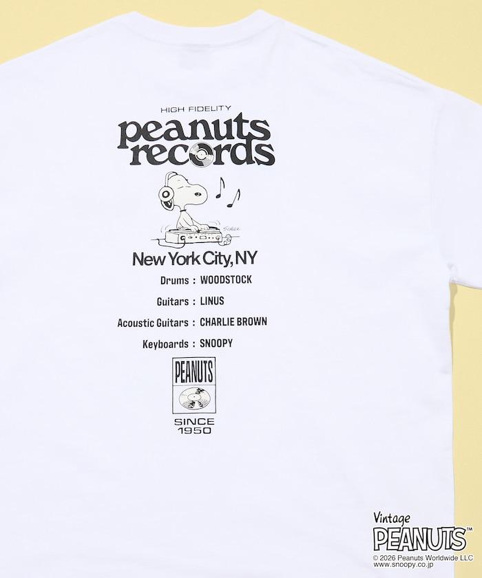 PEANUTS（花生漫畫） Records 背部印花寬鬆圓領T恤