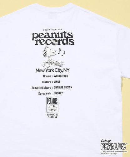 PEANUTS（花生漫畫） Records 背部印花寬鬆圓領T恤