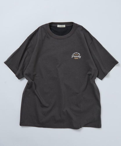 寬鬆版 後背刺繡 Cherry ringer 設計 圓領 T恤