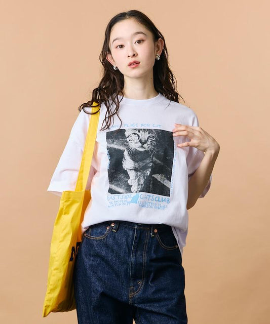 寬鬆版型 背部印花 圓領 CAT Photo T恤