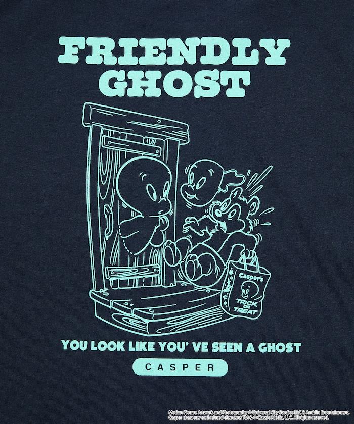Casper the Friendly Ghost/キャスパー（小精靈卡斯柏） キャスパー 寬鬆版 背面印花 圓領T恤