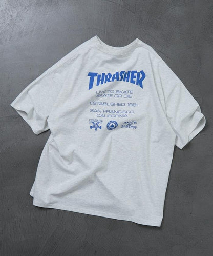 THRASHER×FREAK'S STORE スラッシャー 寬鬆廓形 背部Logo印花 T恤