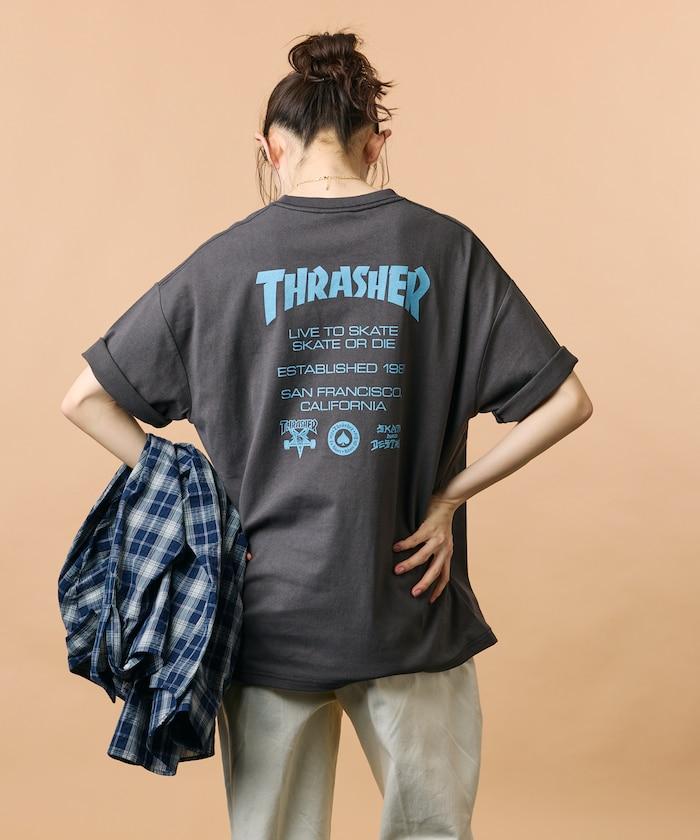 THRASHER×FREAK'S STORE スラッシャー 寬鬆廓形 背部Logo印花 T恤