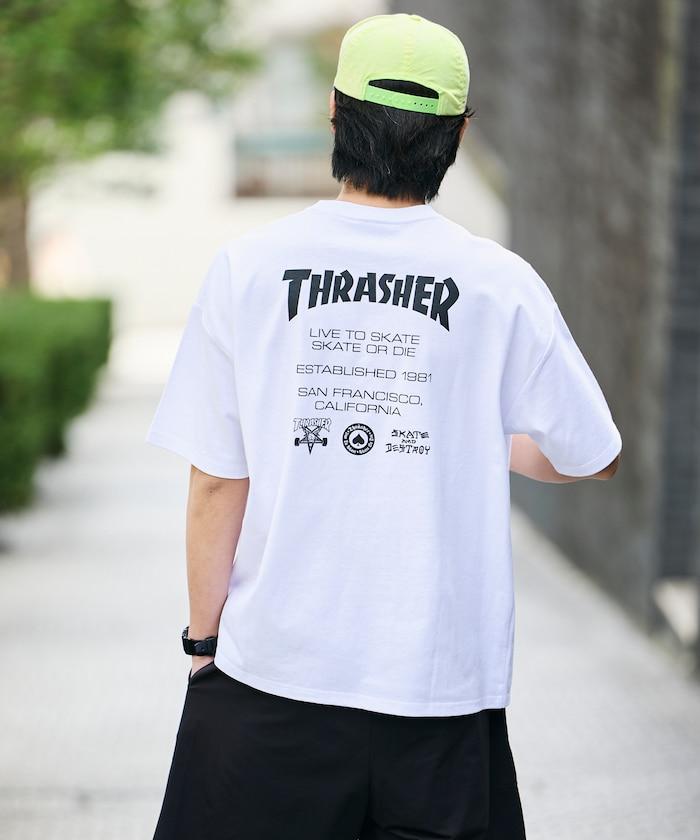 THRASHER×FREAK'S STORE スラッシャー 寬鬆廓形 背部Logo印花 T恤