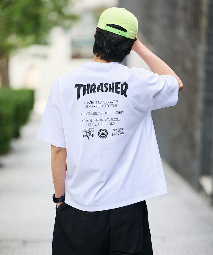 THRASHER×FREAK'S STORE スラッシャー 寬鬆廓形 背部Logo印花 T恤