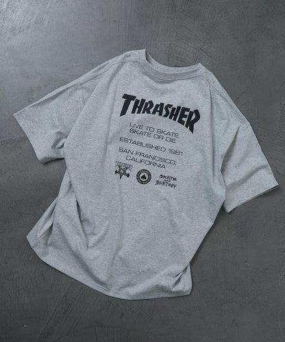 THRASHER×FREAK'S STORE スラッシャー 寬鬆廓形 背部Logo印花 T恤