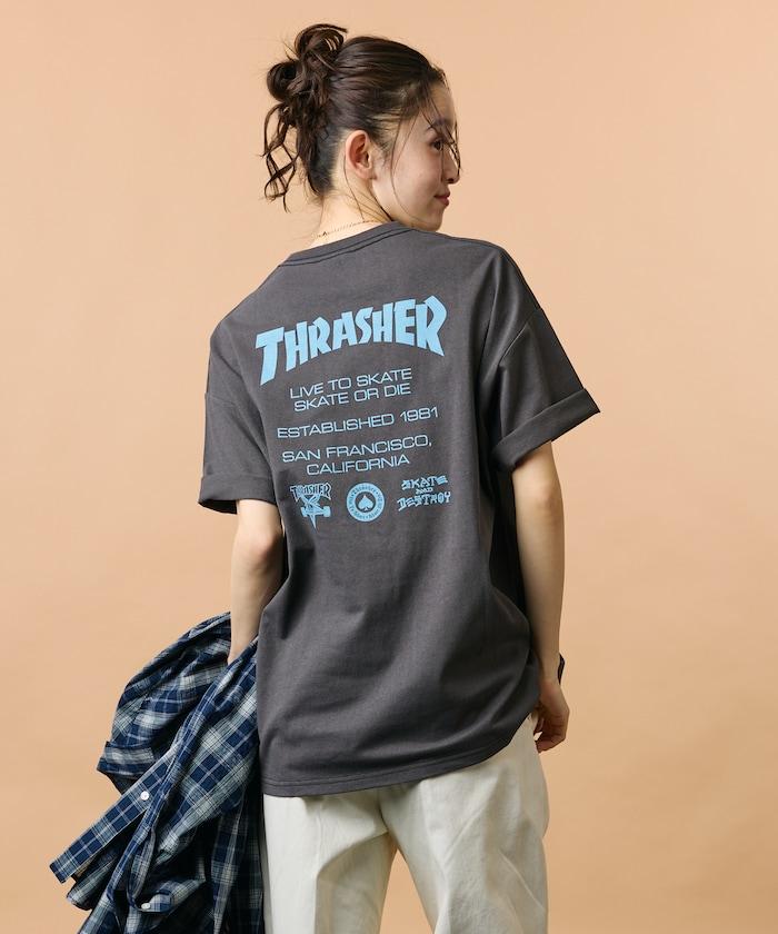 THRASHER×FREAK'S STORE スラッシャー 寬鬆廓形 背部Logo印花 T恤