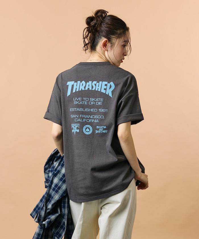 THRASHER×FREAK'S STORE スラッシャー 寬鬆廓形 背部Logo印花 T恤