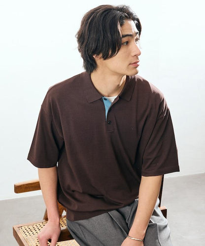 Relax Fit 寬鬆版 清涼觸感 拼色 針織POLO衫