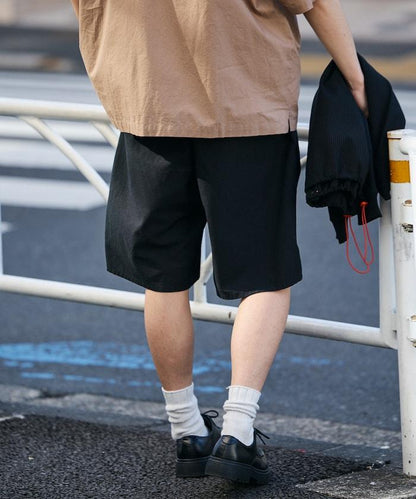 可水洗麻混 休閒短褲