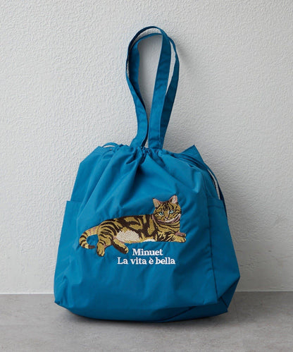 適合散步的 動物刺繡 束口托特包