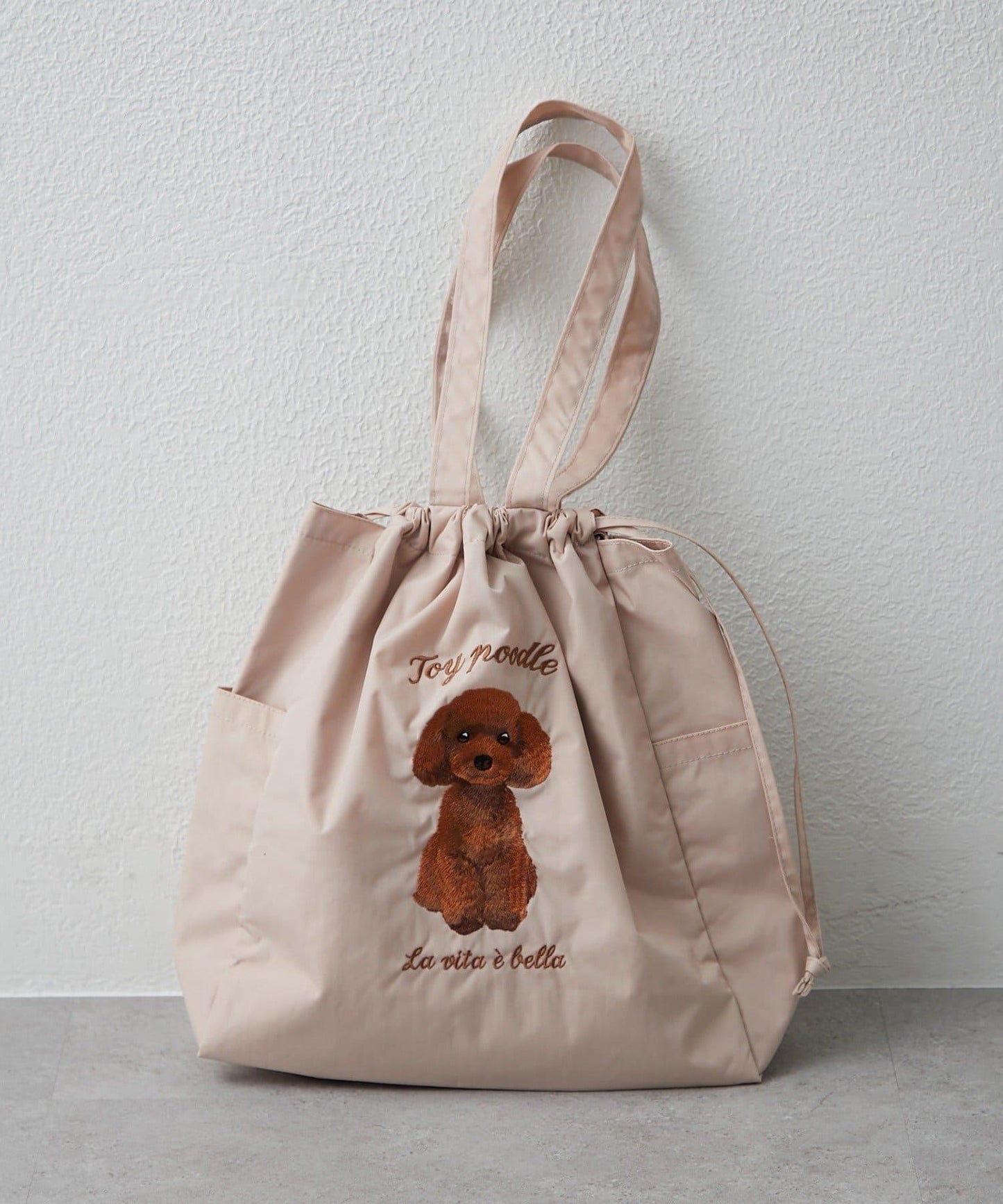 適合散步的 動物刺繡 束口托特包