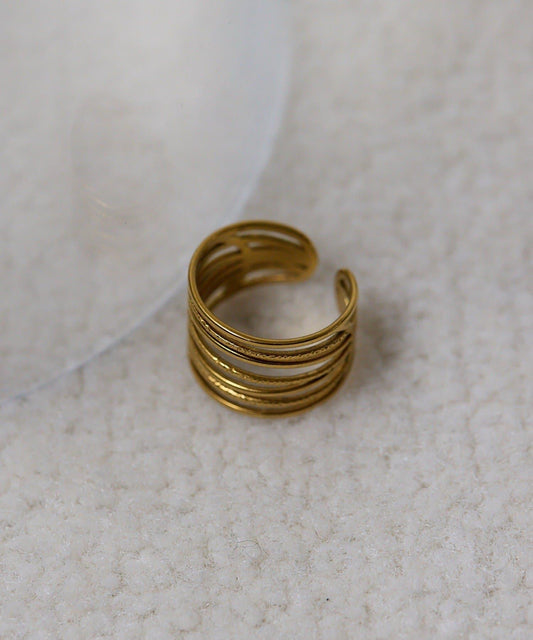 《金屬アレルギー対応/ステンレス》 交叉波紋戒指