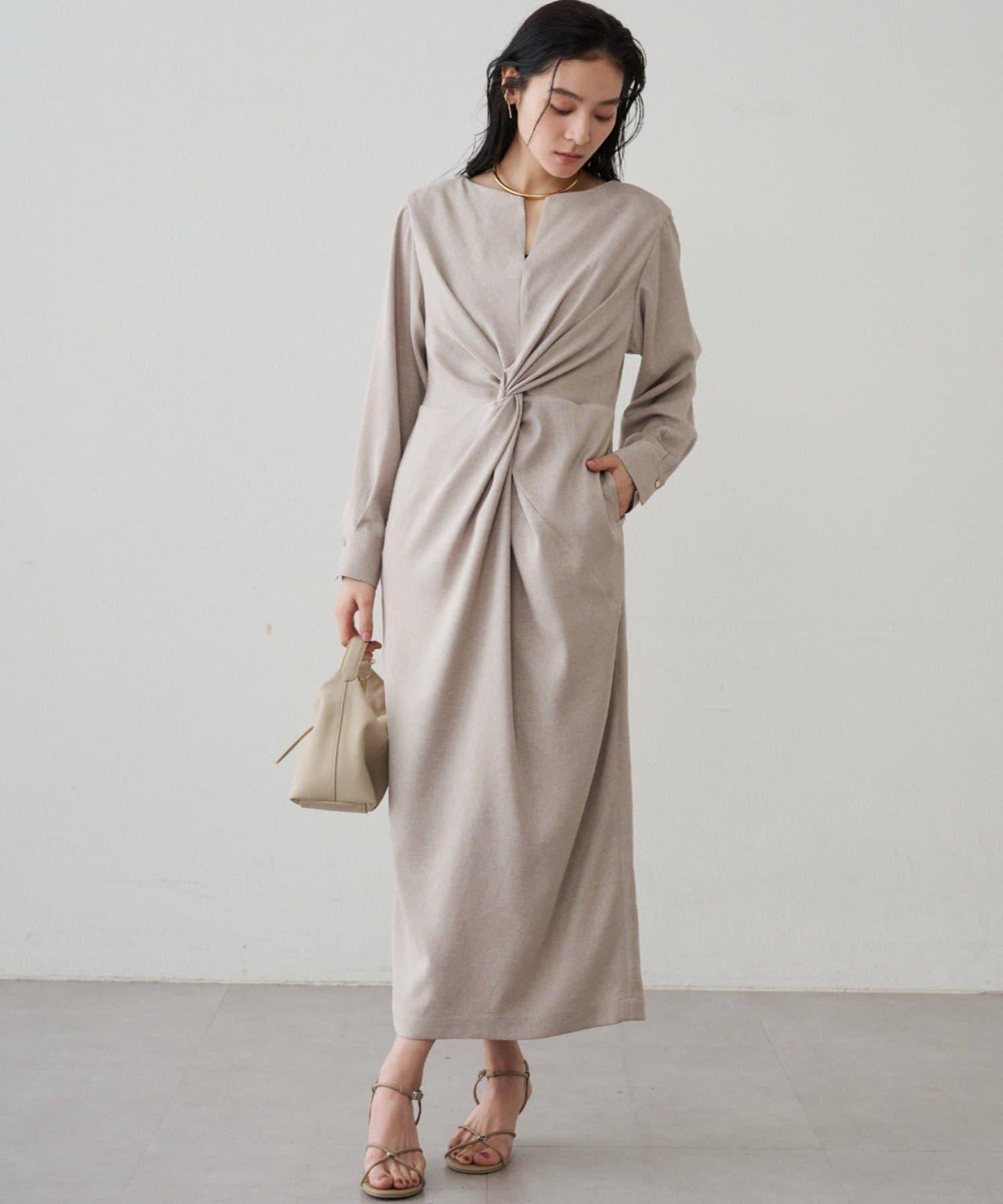 Loungedress 扭結V領連衣裙