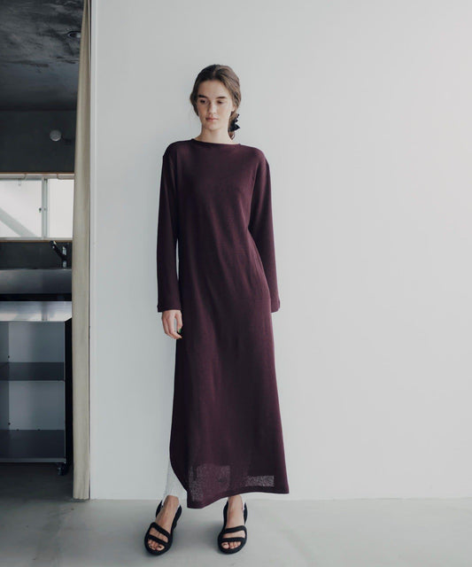 Waffle V-neck slit 連衣裙