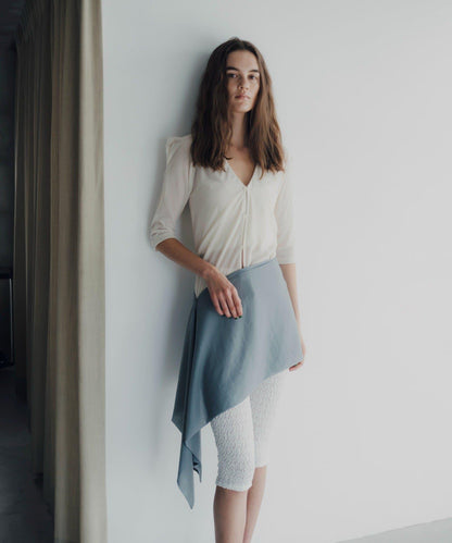 Sheer velour power shoulder 上衣