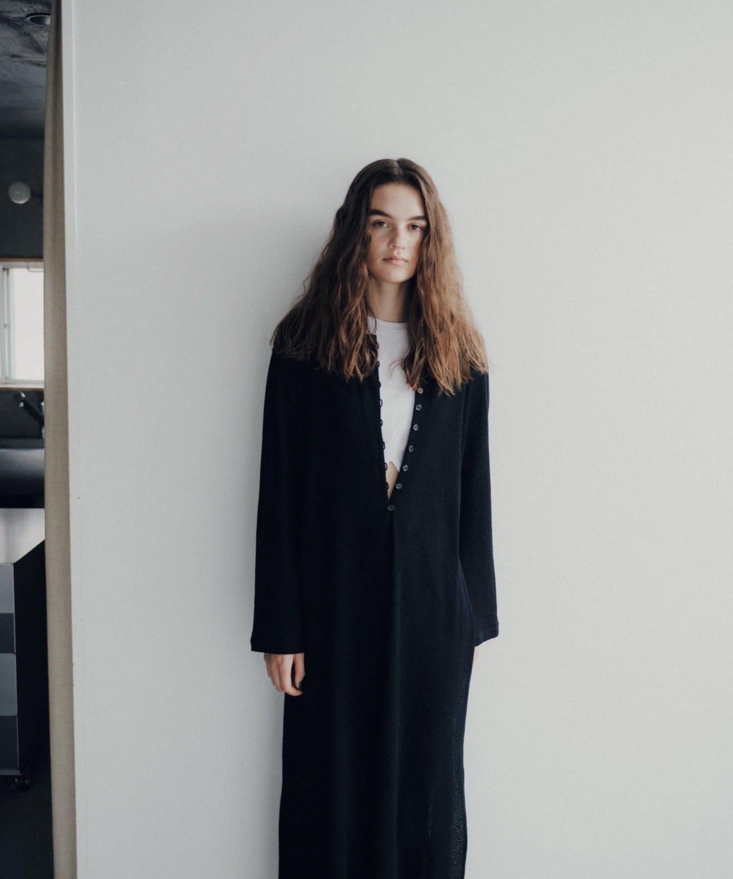 Waffle V-neck slit 連衣裙
