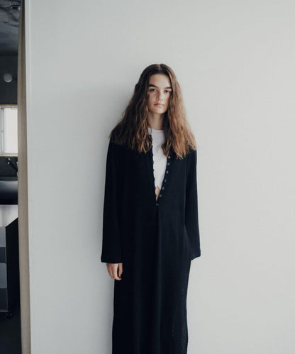 Waffle V-neck slit 連衣裙