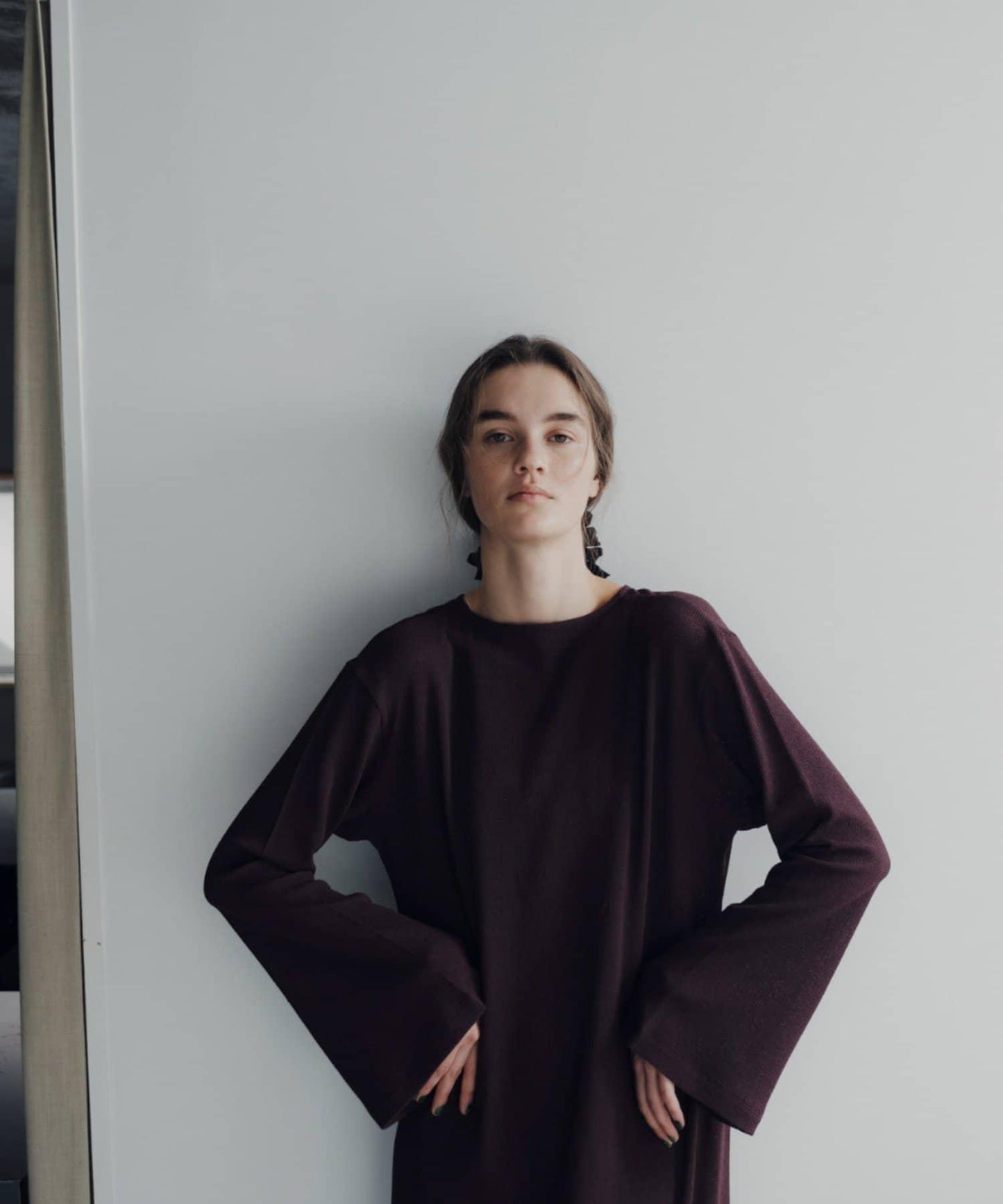 Waffle V-neck slit 連衣裙