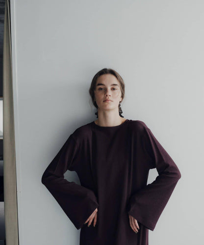 Waffle V-neck slit 連衣裙