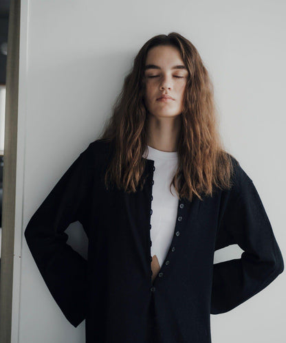 Waffle V-neck slit 連衣裙