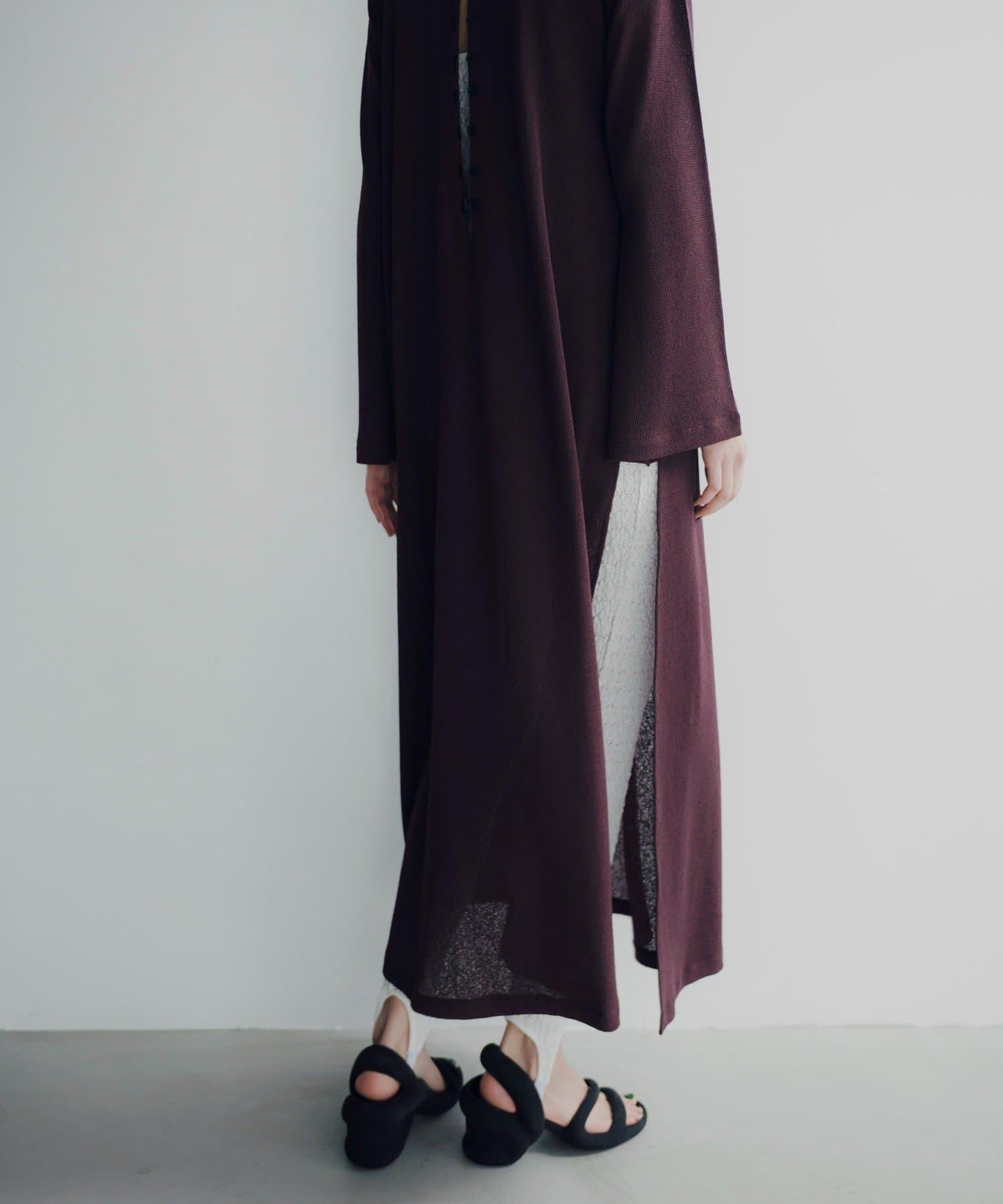 Waffle V-neck slit 連衣裙